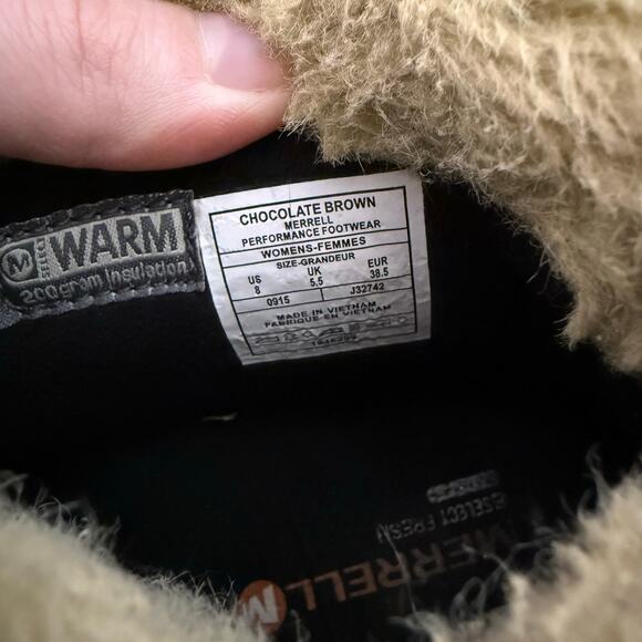 Merrell Fluorecein 6 Fur Lined Winter Snow Boots Chocolate Brown Hiking Sz 8 - Picture 5 of 8